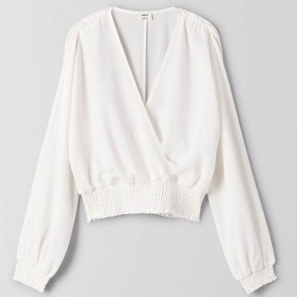Wilfred Tops - Wilfred by Aritzia White Smocked Waist Romantic Boho Soft Blouse Top XXS